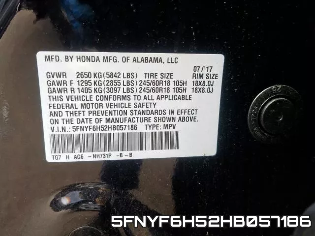 5FNYF6H52HB057186 фото 2