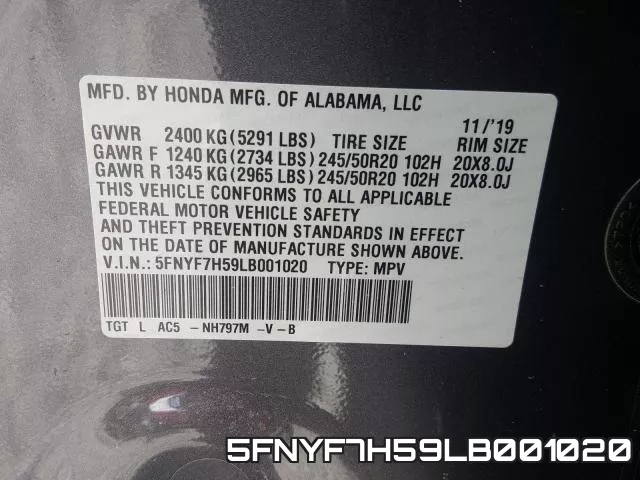 5FNYF7H59LB001020 фото 2