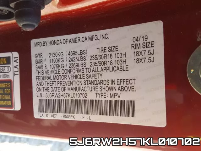 5J6RW2H57KL010702 фото 2
