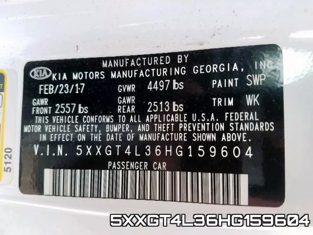 5XXGT4L36HG159604 фото 2