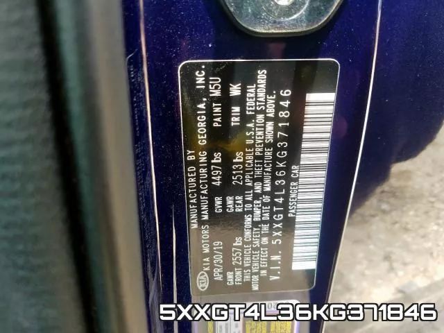 5XXGT4L36KG371846 фото 2