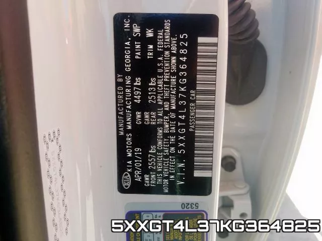 5XXGT4L37KG364825 фото 2