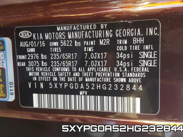 5XYPGDA52HG232844 фото 2