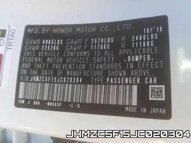 JHMZC5F15JC020304 фото 2
