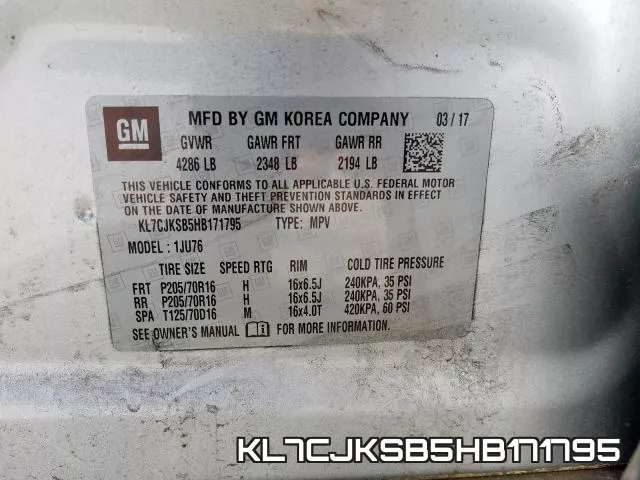 KL7CJKSB5HB171795 фото 2