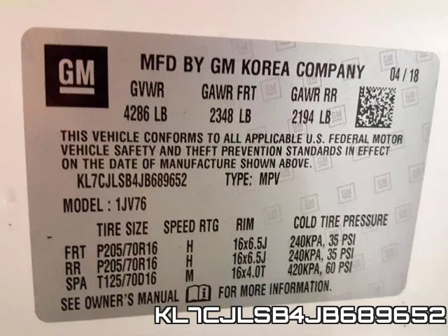 KL7CJLSB4JB689652 фото 2
