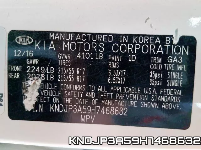 KNDJP3A59H7468632 фото 2