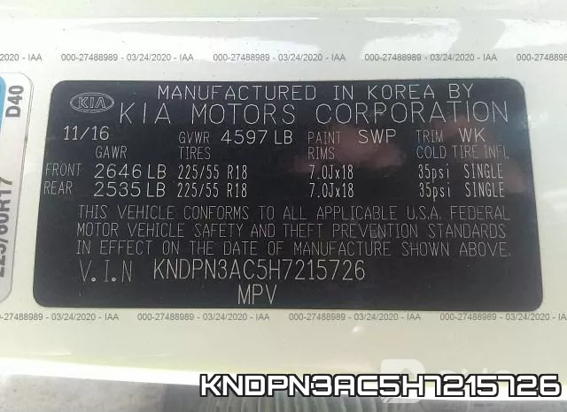 KNDPN3AC5H7215726 фото 10