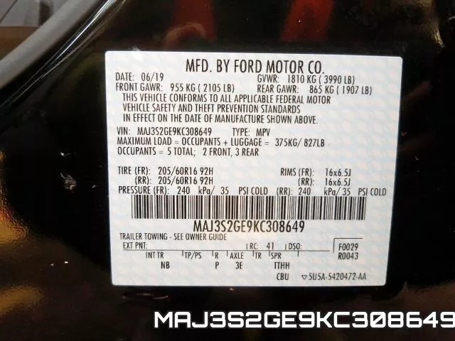 MAJ3S2GE9KC308649 фото 2