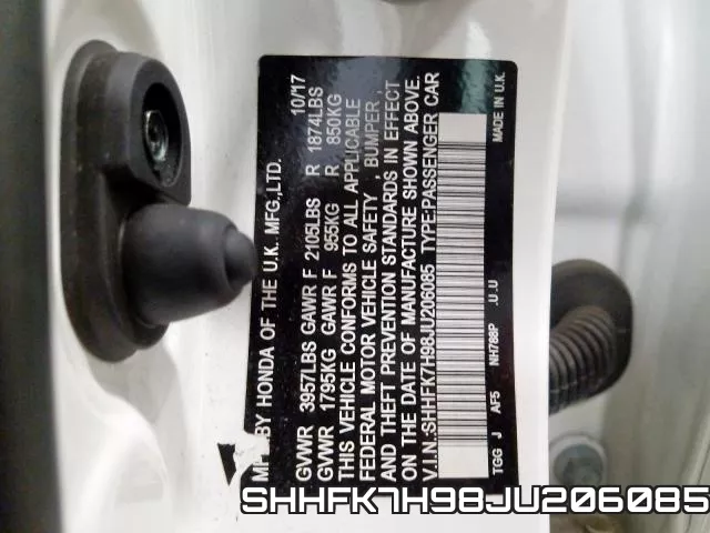 SHHFK7H98JU206085 фото 2
