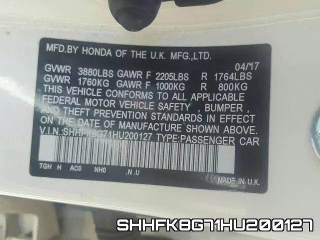 SHHFK8G71HU200127 фото 2