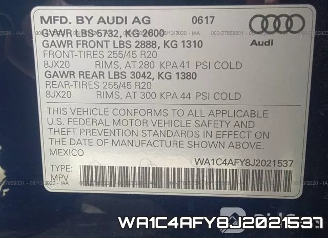 WA1C4AFY8J2021537 фото 10