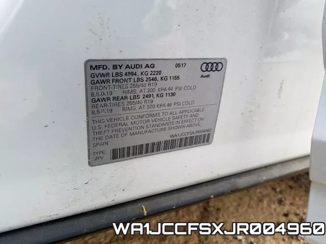 WA1JCCFSXJR004960 фото 2