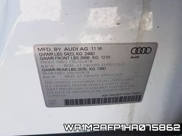 WA1M2AFP1HA075862 фото 2
