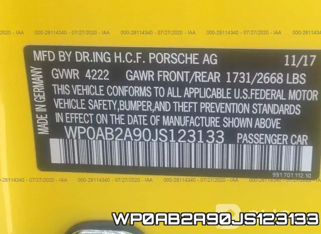 WP0AB2A90JS123133 фото 10