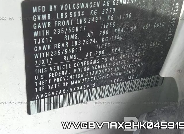WVGBV7AX2HK045919 фото 10
