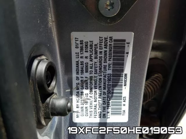 19XFC2F50HE019053 фото 2