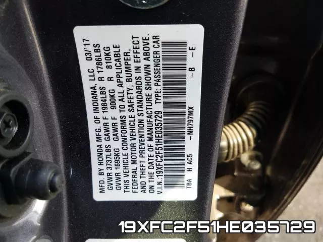 19XFC2F51HE035729 фото 2