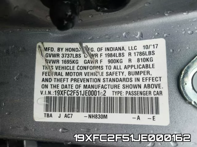 19XFC2F51JE000162 фото 2