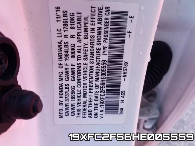 19XFC2F56HE005559 фото 2