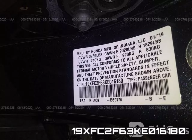 19XFC2F63KE016180 фото 10