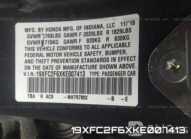 19XFC2F6XKE007413 фото 10