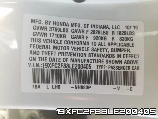 19XFC2F88LE200405 фото 2