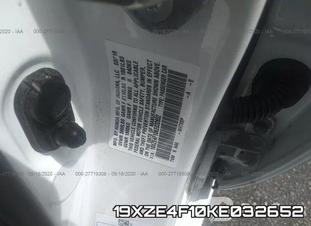 19XZE4F10KE032652 фото 10