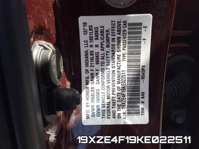 19XZE4F19KE022511 фото 2