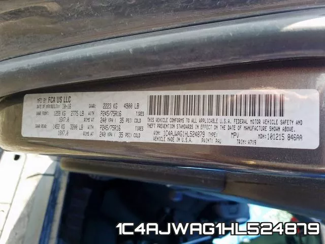 1C4AJWAG1HL524879 фото 2