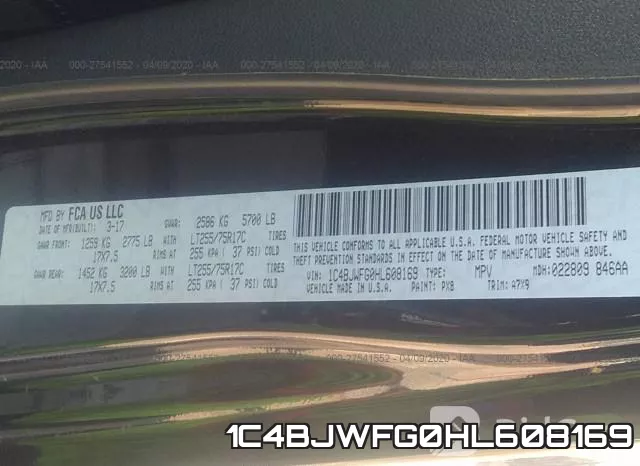 1C4BJWFG0HL608169 фото 10