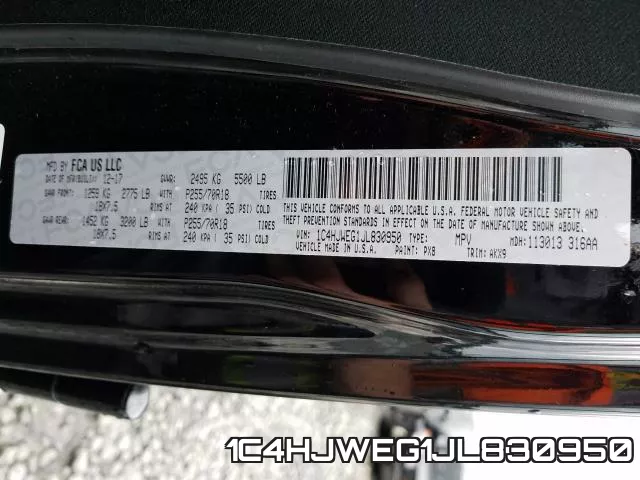 1C4HJWEG1JL830950 фото 2
