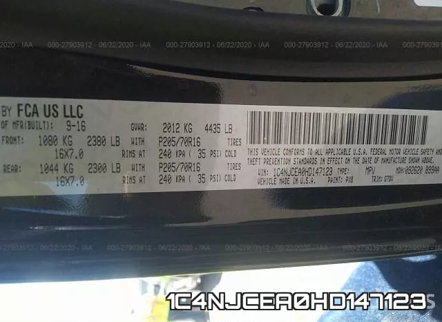 1C4NJCEA0HD147123 фото 10