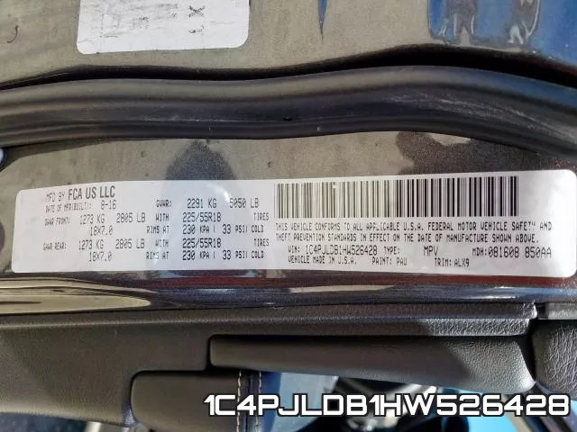 1C4PJLDB1HW526428 фото 2