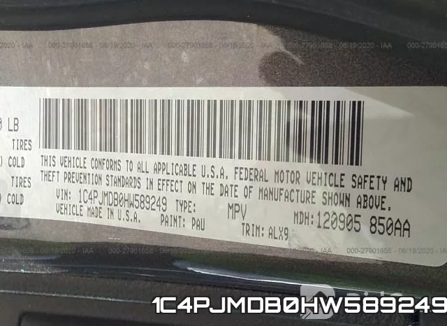 1C4PJMDB0HW589249 фото 10