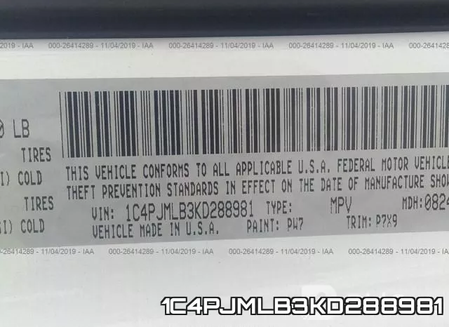 1C4PJMLB3KD288981 фото 10