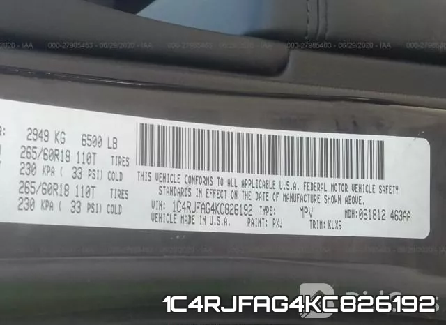 1C4RJFAG4KC826192 фото 10
