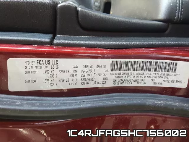 1C4RJFAG5HC756002 фото 2