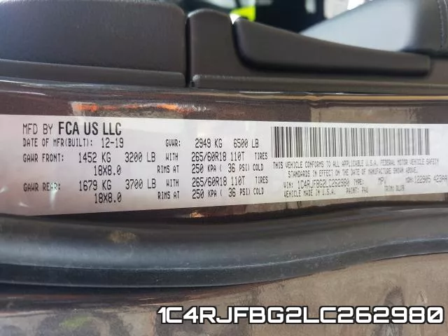 1C4RJFBG2LC262980 фото 2