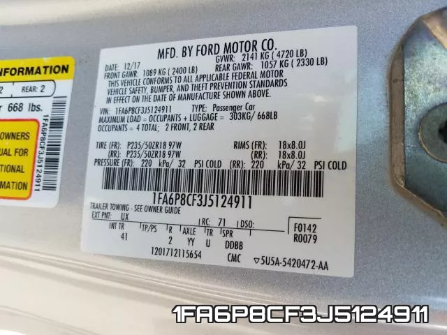 1FA6P8CF3J5124911 фото 2