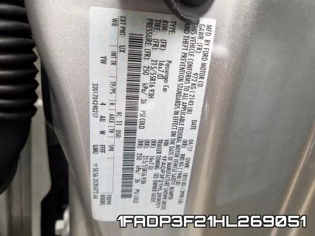 1FADP3F21HL269051 фото 2