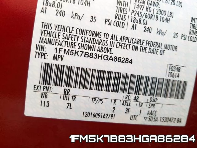 1FM5K7B83HGA86284 фото 2