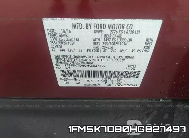 1FM5K7D80HGB27497 фото 10