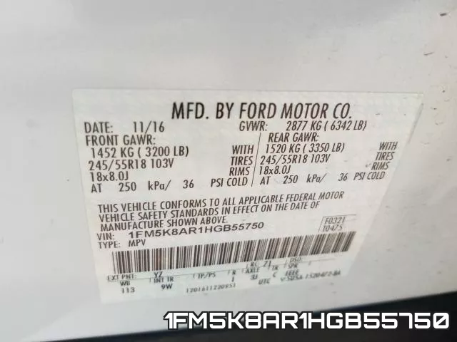 1FM5K8AR1HGB55750 фото 2