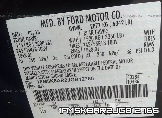 1FM5K8AR2JGB12766 фото 10