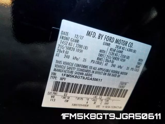 1FM5K8GT9JGA50611 фото 2