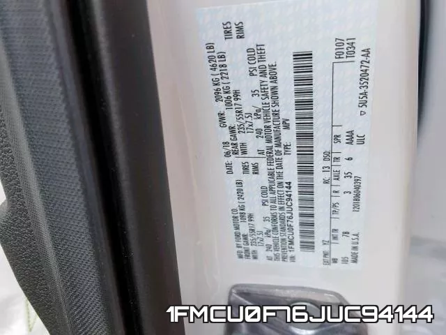 1FMCU0F76JUC94144 фото 2