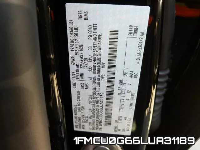 1FMCU0G66LUA31189 фото 2