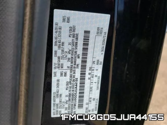 1FMCU0GD5JUA44155 фото 2