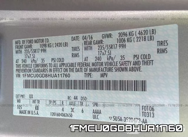 1FMCU0GD8HUA11760 фото 10